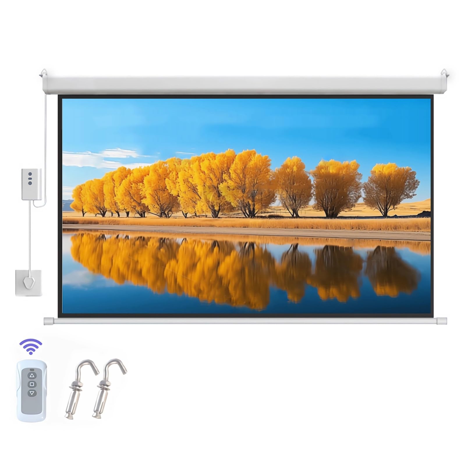 Schermo per Proiettore Motorizzato,Schermo di Proiezione Elettrico da 60/72 pollici 8K HD per Film per Home Theater,Cinema,Ufficio, Interni, con Telecomando(72 inch(4:3))