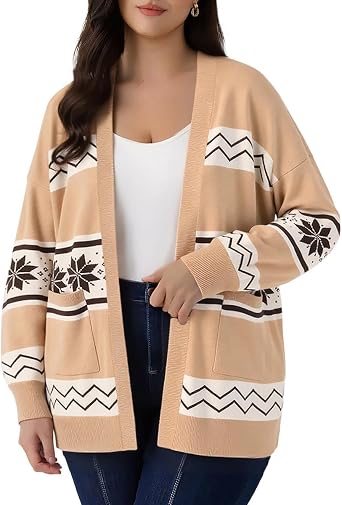 TIYOMI Womens Plus Size Knit Cardigan Open Front Sweaters Fall Winter Cardigan with Pocket XL-5XL 14W-28W