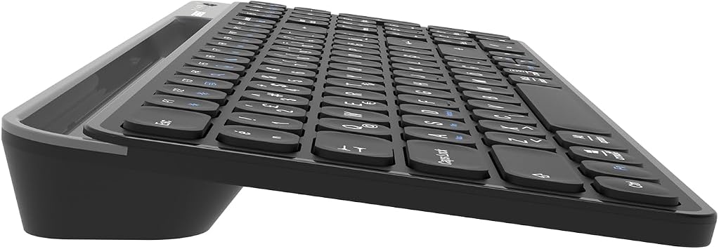 Everest KB-BT90 Siyah/Gri Bluetooth+ 2.4Ghz Telefon Tablet Standlı Şarjlı Q Mac/Win/Android/Ios Uyumlu Kablosuz klavye