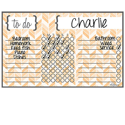 Decal Peel and Stick Dry Erase Chore Chart Yellow Herringbone