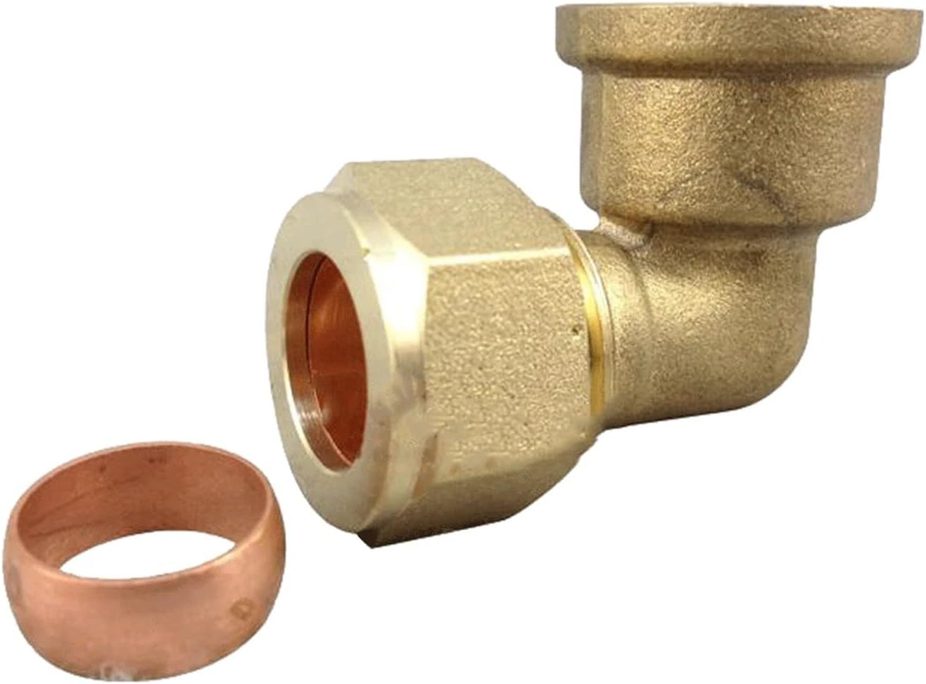 Compression Fitting For 22mm Tube Brass Ferrule Union BSPP Female Thread Elbow Ferrule-type Compression Joint Water Gas Fuel(15mm,ELBOW FEMALE_3/4")