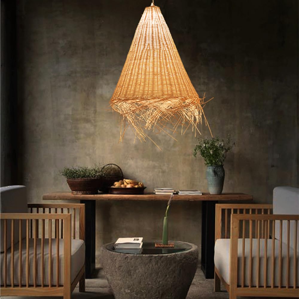 Wisząca Lampa Wisząca Z Rattanu W Stylu Boho, Ręcznie Tkana Wiklina, Do Jadalni, Do Salonu, Sypialni, Kuchni, Na Wyspę, Do Restauracji, Baru. CJSLXGBL