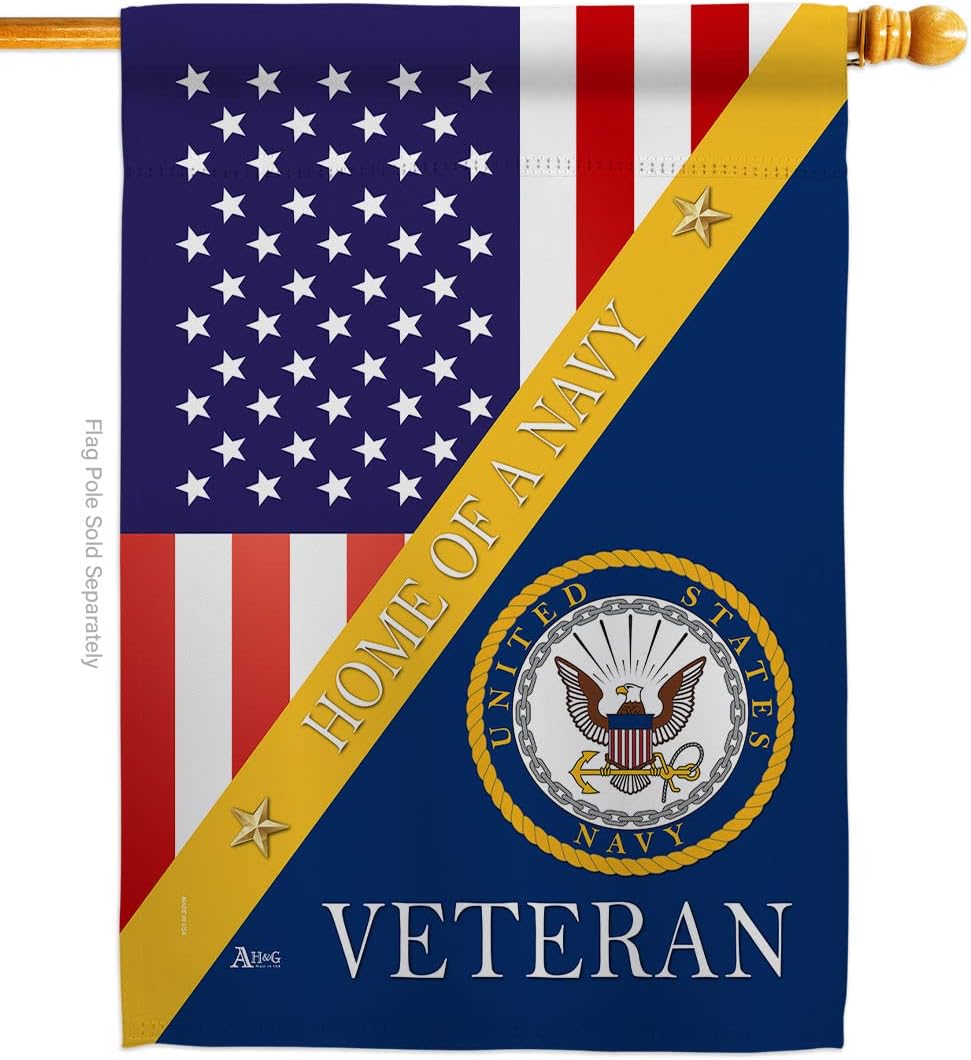 Americana Home & Garden Home of Navy House Flag - Armed Forces USN Seabee United State American Military Veteran Retire Official - Decoration Banner Small Garden Yard Gift Double-Sided Made in USA 28 X 40