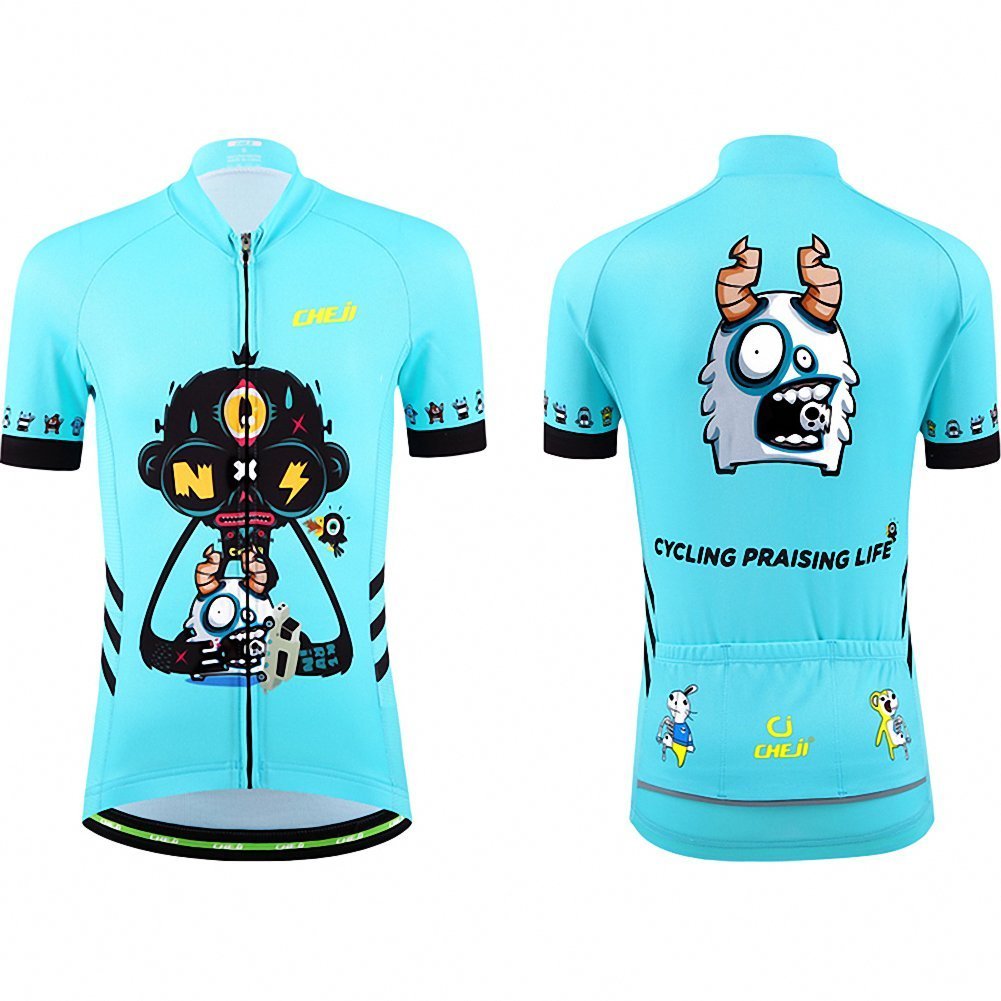 Uncle Lee Unisex Ropa Skinsuits Ciclismo Niños Ciclismo Manga Corta Maillot Manga Corta Jersey + Pantalones Cortos Acolchados Niños