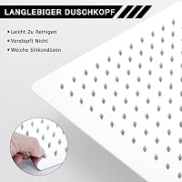DETBOM Zuhanyfej 25x25 cm Négyzet Alakú - 304 Rozsdamentes Acél Esőztető Fejzuhany 121 Szilikon Fúvókával, Vízkőmentes Funkcióval, 360° Forg 5