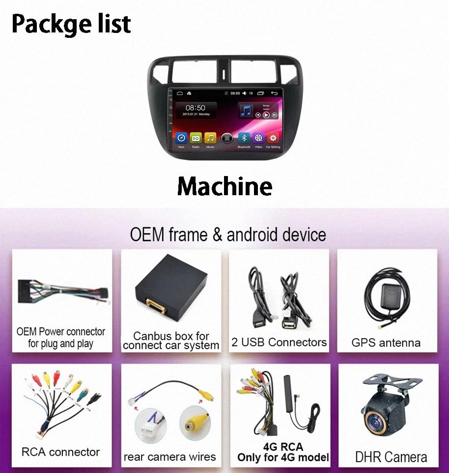 Radio coche 2 DIN Carplay inalámbrico para Honda Civic 96-01 con cámara 7