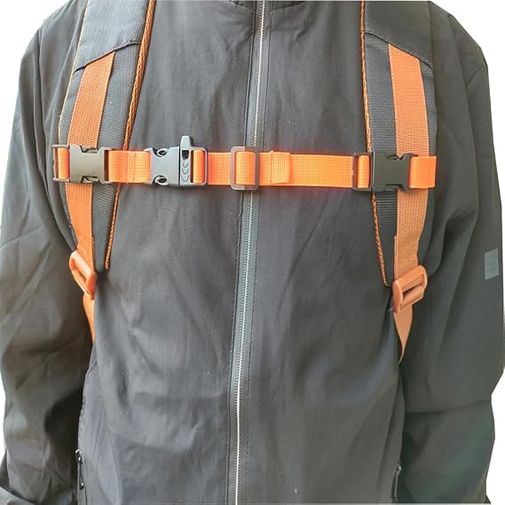 Backpack Chest Strap - Nylon - Adjustable Universal Chest Strap (Orange)