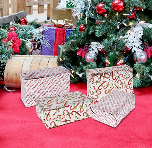 100 Christmas Metallic Printed Tissue Paper Sheets Candy Cane And Merry Christmas For Packaging Gift Wrapping And Bags Xmas Silver Red And Green Mylar Tissue Paper Holiday Crafts Decorations 20" X 20" #TOP3
