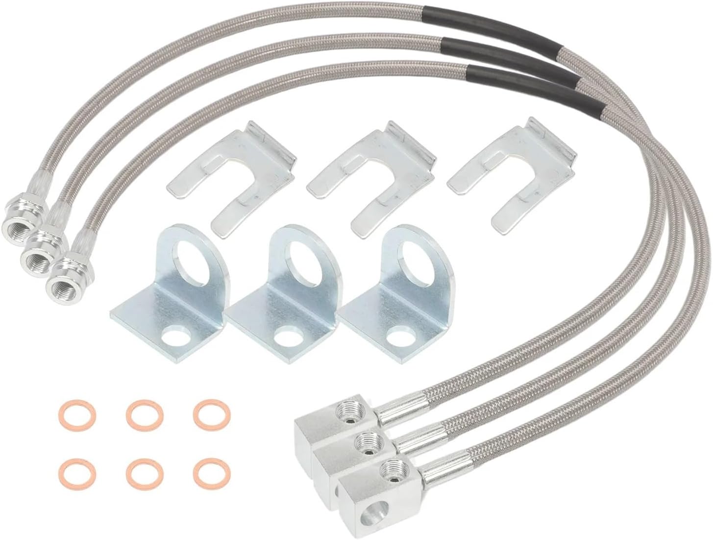Adapter do tłoczków hamulcowych 89715 Przednie i tylne przedłużone przewody hamulcowe ze stali nierdzewnej pasujące do Jeep Wrangler TJ YJ 87-06 Cherokee XJ 84-01 4-6\