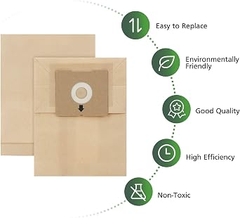 10 Pack 4122 Vacuum Bags Replacement Compatible with Bissell Zing Canister Vacuum Models 4122, 2154, 2154A, 2154W, 2154C, 4122D, 1668, 1668C, 1668W, 1608 Fits Part #2138425, 213-8425