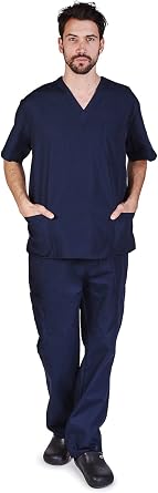 Natural Uniforms Mens Scrub Set Medical Scrub Top and Pants L True Navy Blue