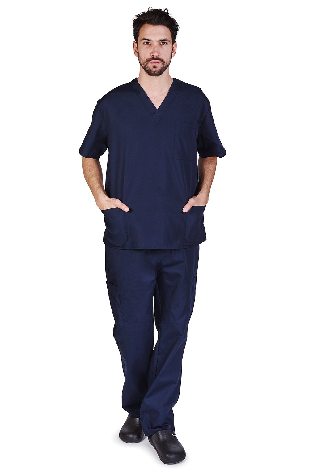 Natural Uniforms Men's Scrub Set Medical Scrub Top and Pants XXL True Navy Blue
