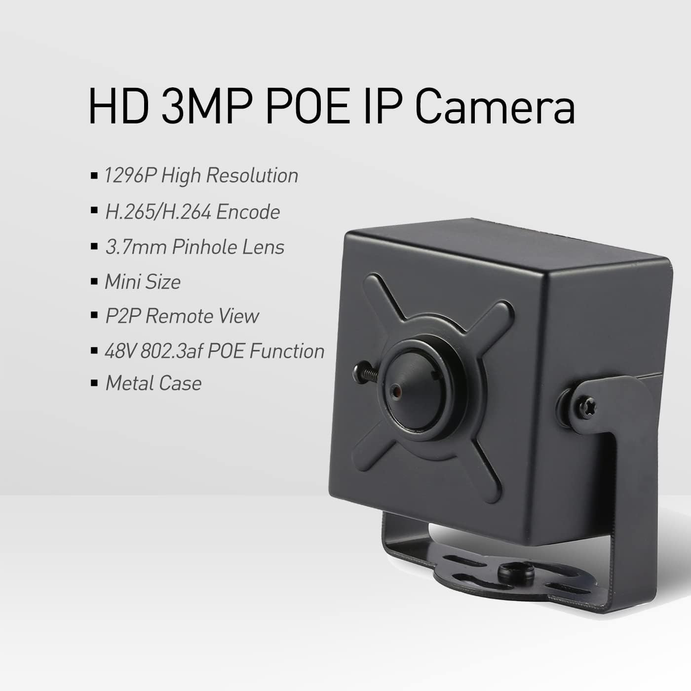 REVOTECH HD 3MP Mini Security POE IP Camera, 3.7 mm Pinhole Small Indoor P2P Remote View CCTV Video Cam H.265(I706-2-P Black)