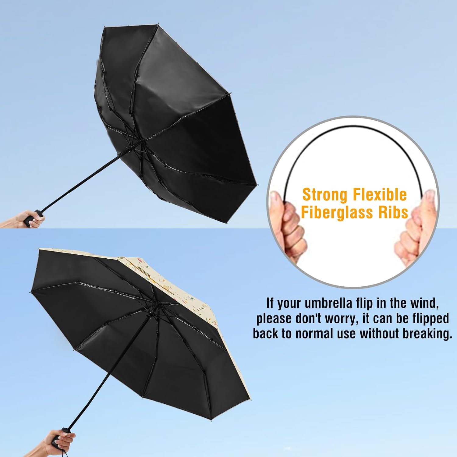 G4Free UPF 50+ UV Protection Travel Umbrella 42/46 Inch Auto Open Close image 3