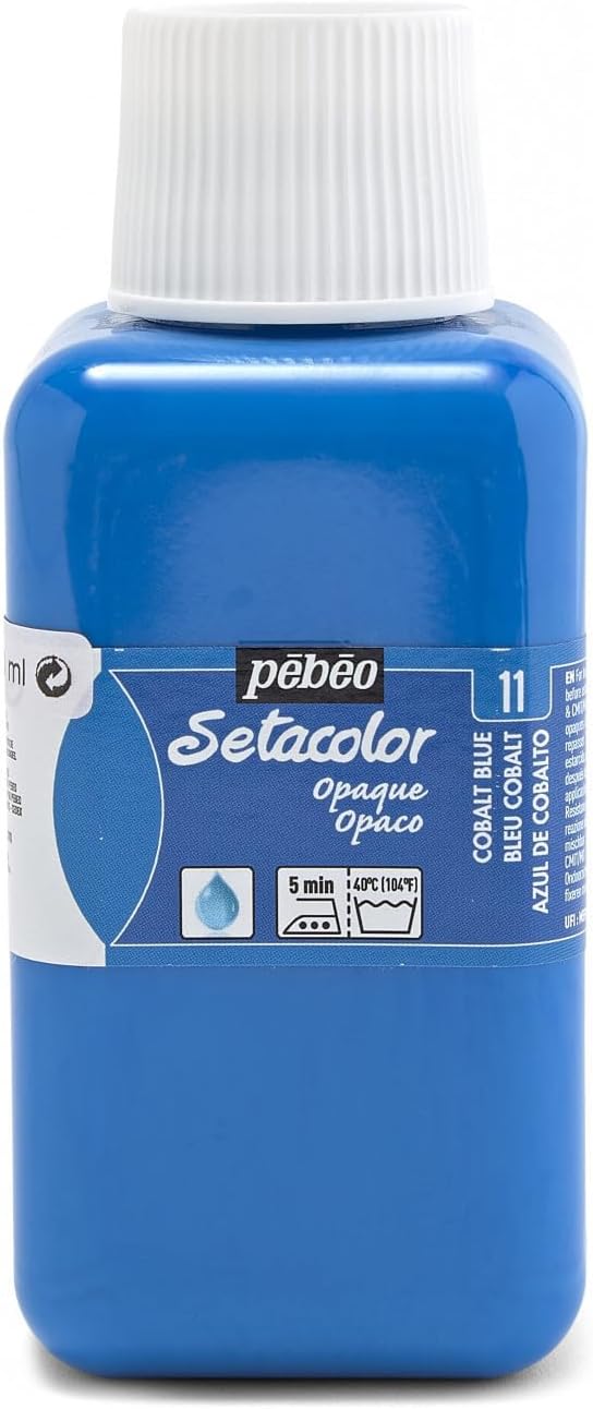 Pebeo Setacolor Opaque Fabric Paint 250-Milliliter Bottle, Cobalt Blue