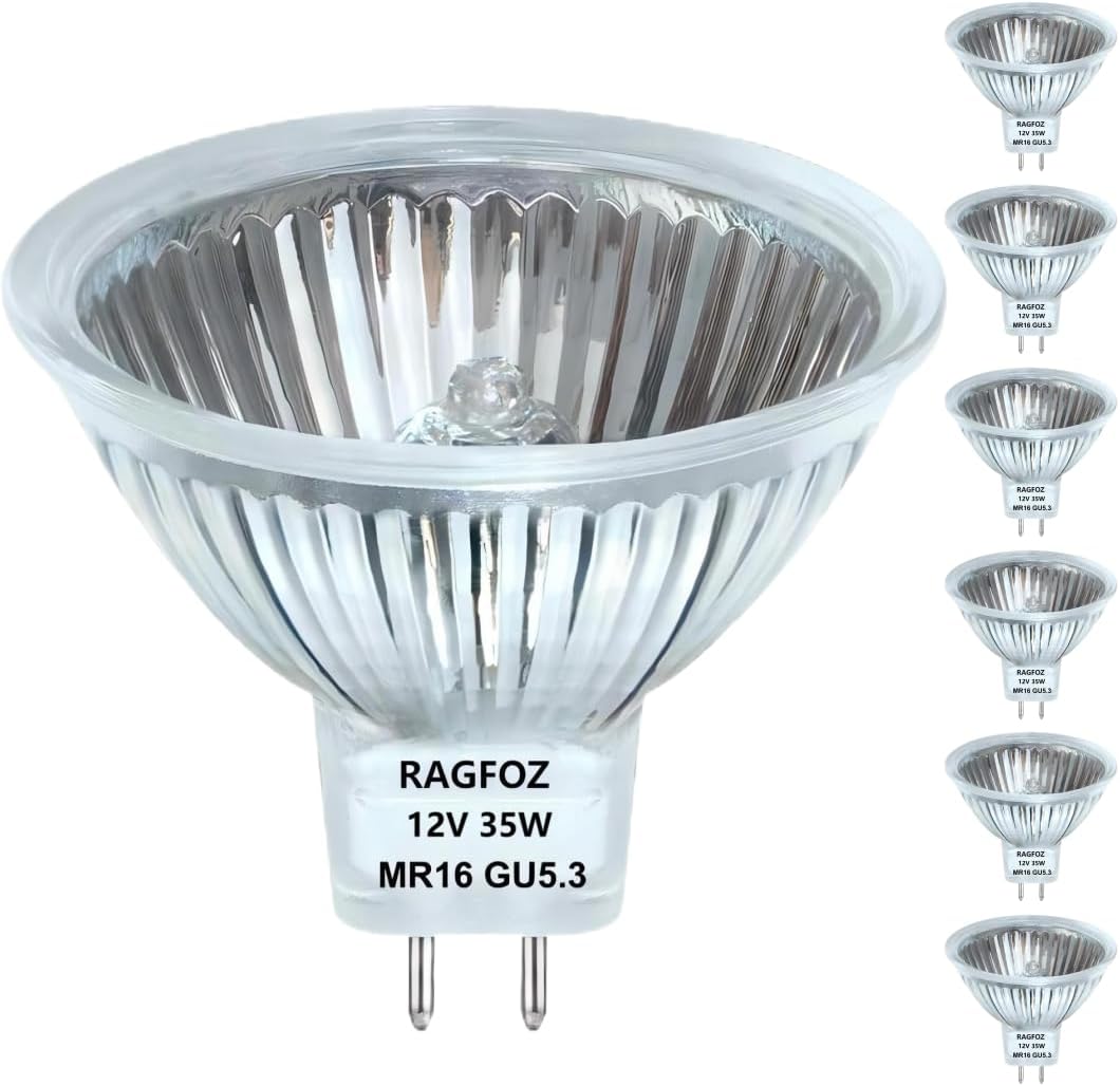 Mr16 Halogen Bulb 35W, 6Pcs 35W 12V Halogen Light Bulbs 2 pin, GU5.3 Track Light Bulbs for Landscape Lights, Track Lights, Fiber Optics, Desk Lamps, Dimmable, 2700K Warm White