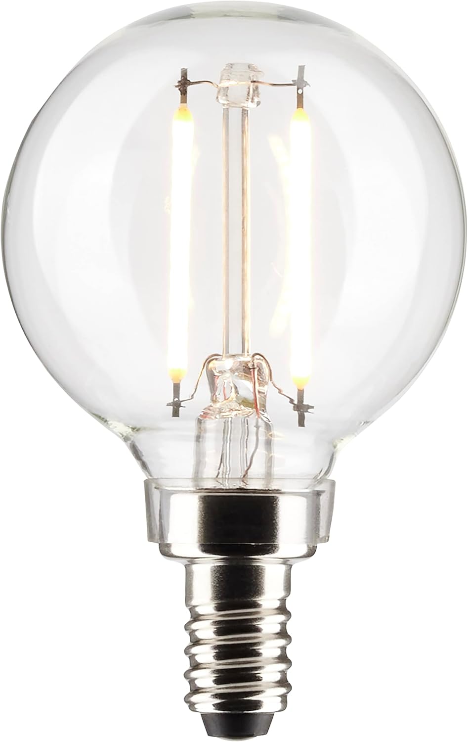 Satco S21200 3W G16.5 LED Filament Lamp, Clear, Candelabra Base, 2700K Warm White, 200 Lumens, 120V, 25W Incandescent Equivalent, Wet Location, 90 CRI, Dimmable, cULus (24 Pack)