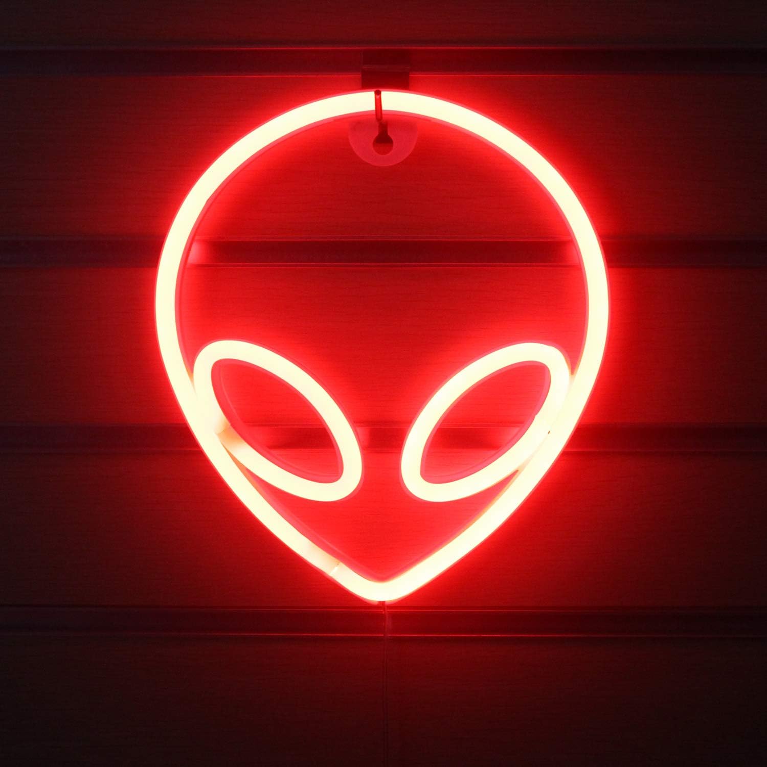 Wanxing Alien Neon Signs LED Neon Wall Sign Red Neon Lights for Bedroom Kids Room Hotel Shop Restaurant Game Office Wall Art Decoration Sign Party Supply Gift (Red)