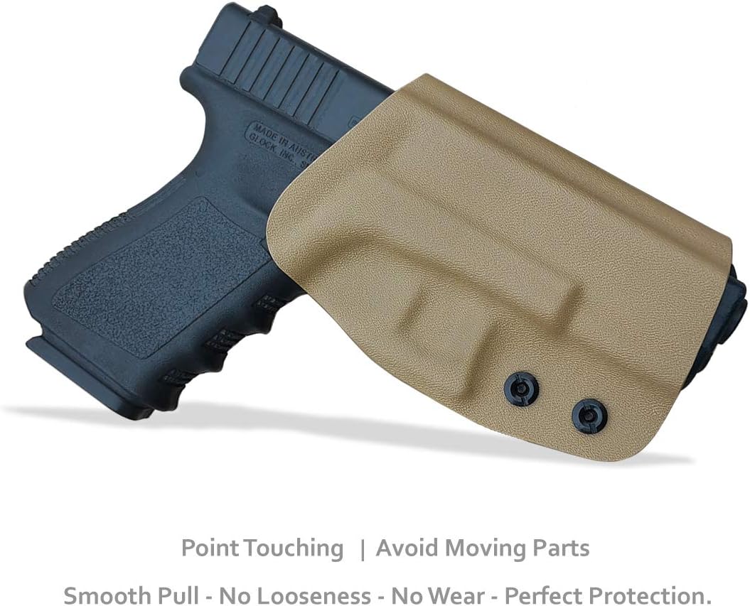 OWB Kydex Holster Fit: Glock 17 19 19x 44 45 26 (Gen 1-5) / Glock 22 23 25 27 31 32 33 30s (Gen 3-4) - Outside Waistband Carry 1.5-2 Inch Belt Clip - Adj. Width Height Retention Cant, Entrance Widened