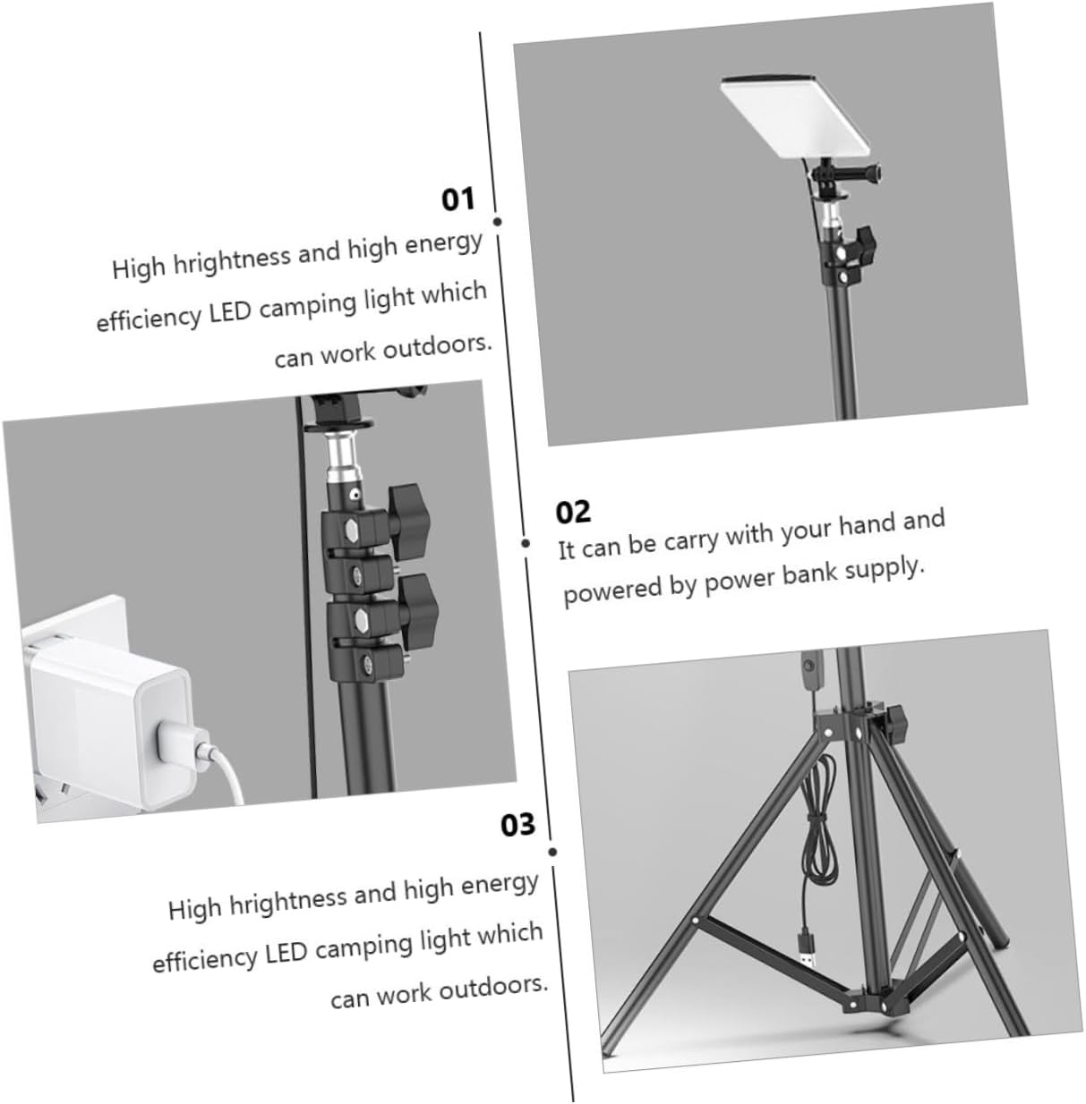 Led Camping Lantern Solar-Powered Tripod Light High Brightness Outdoor Work Light