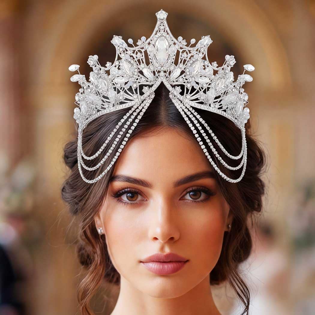 Yean Queen Crowns and Tiaras Silver Rhinestone Tiara Wedding Crystal Headband Crown for Women