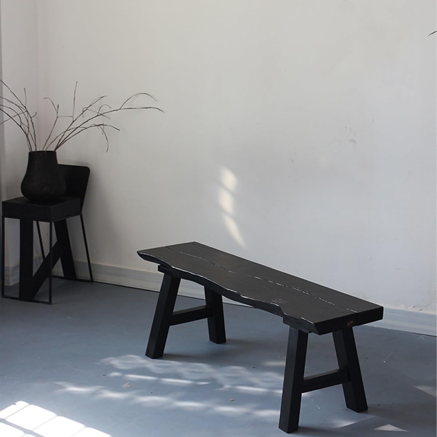 Wood Dining Table Bench Entryway Wooden Bench Seat Indoor End of Bed Bench for Bedroom Farmhouse Narrow Kitchen Bench for Living Room Dining Room Hallway(Black)(180CM/71IN)