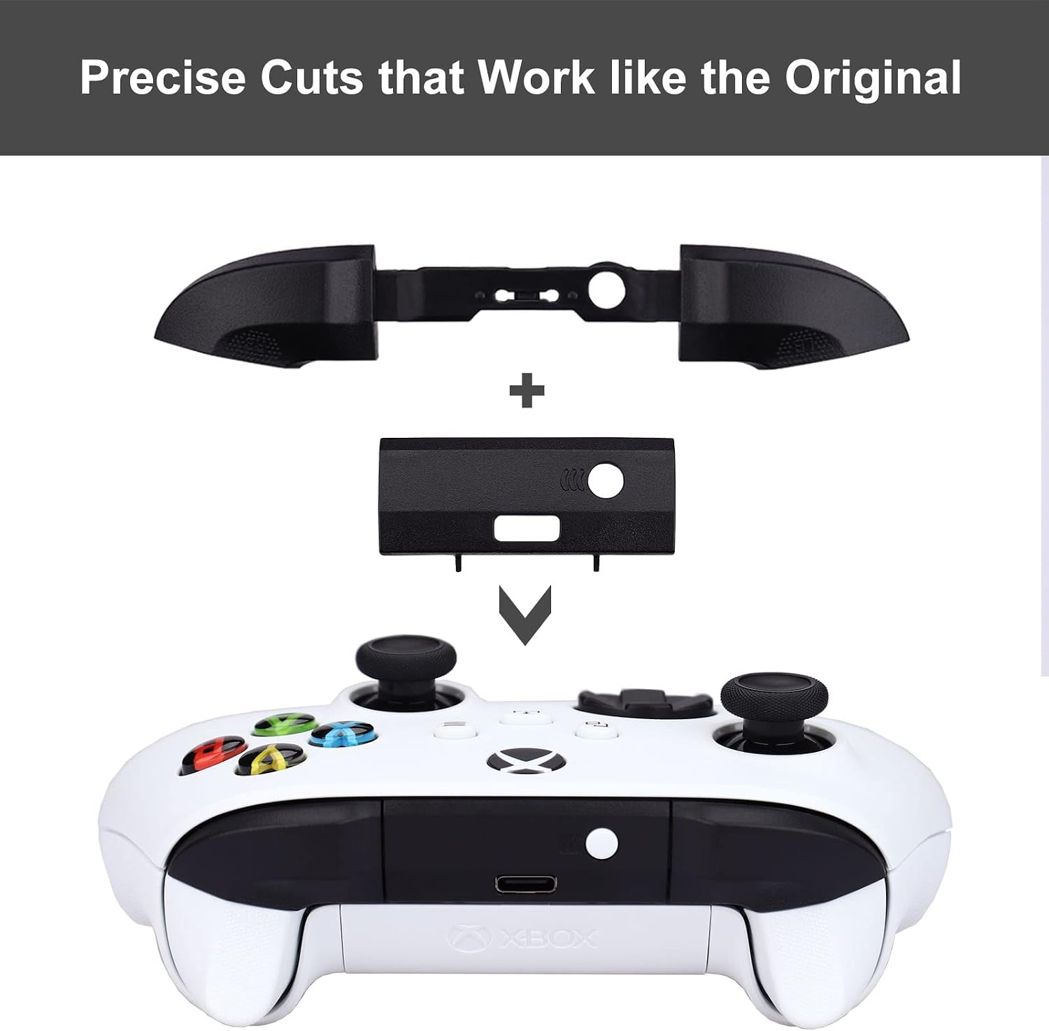 IKPEK RB LB Bumpers Shoulder Trigger Buttons Top Middle Bracket Controller Replacement for Xbox Series X & S (Black + White)