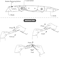Vista 7 de Folding Utility Knife with Sheath and 10 Razor Blades, Heavy Duty Box Cutter Knife with Dual Blades, Construction Knifes Electrician Knife for