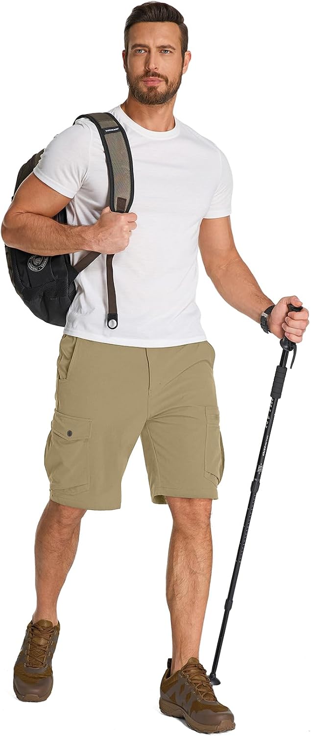 Jessie Kidden Mens Stretch Casual Lightweight Water Resistant Quick Dry Cargo Fishing Hiking Shorts (No Belt)