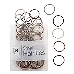 Heliums Small Hair Ties - Mix - No Damage Mini 1 Inch Reusable 2mm Elastics for Thin Hair and Kids, Neutral Ponytail Holders - 48 Count (Neutrals Mix)