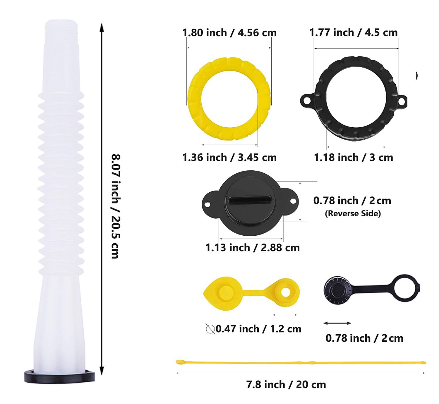 Replacement Gas Can Spouts Improved Design Flexible Pour Nozzle for Older Gas Can Fuel Water Jug 1 2 5 Gal White : Automotive