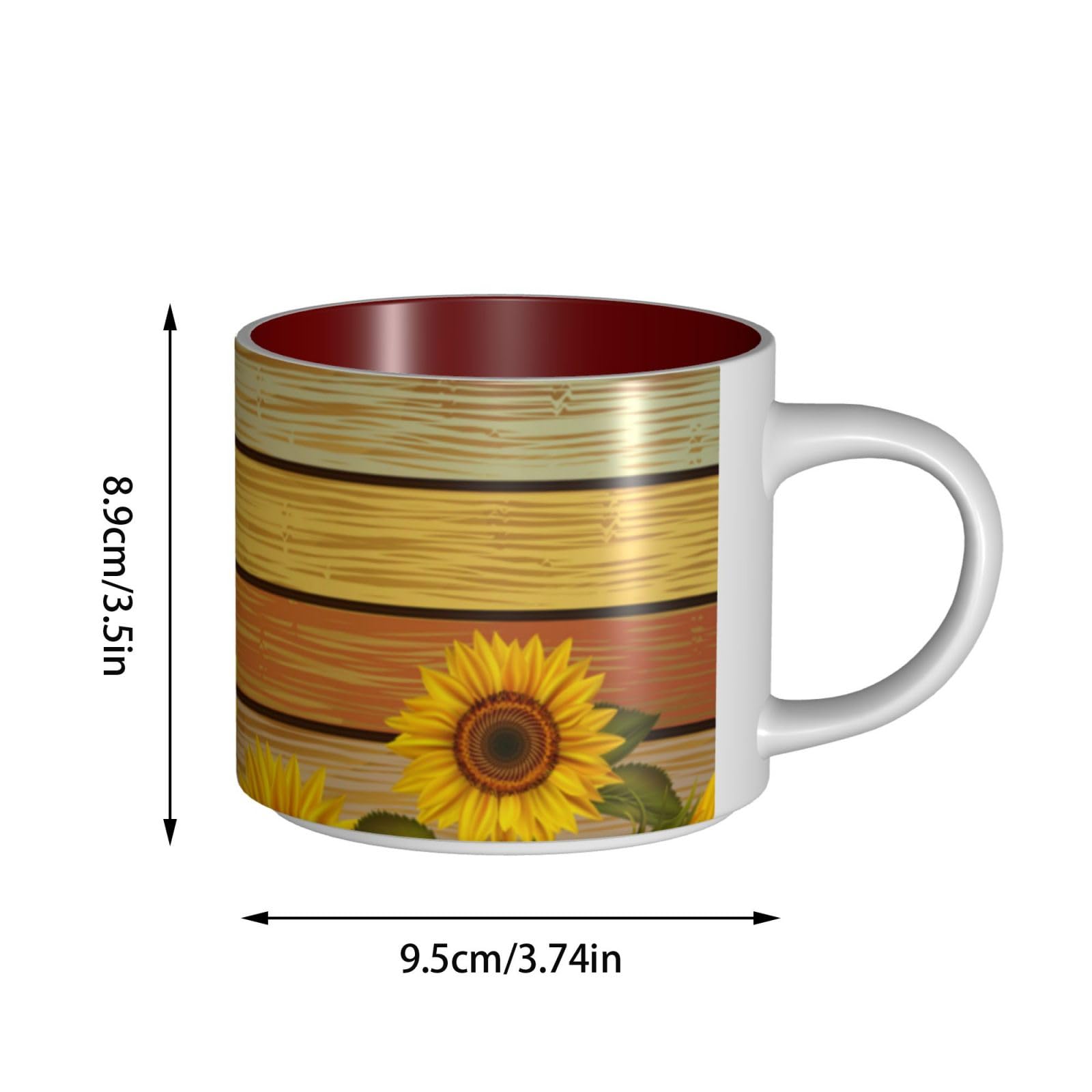 Farbige Holztafel Sonnenblume bedruckt große Kapazität Keramik Tassen Kaffeetasse