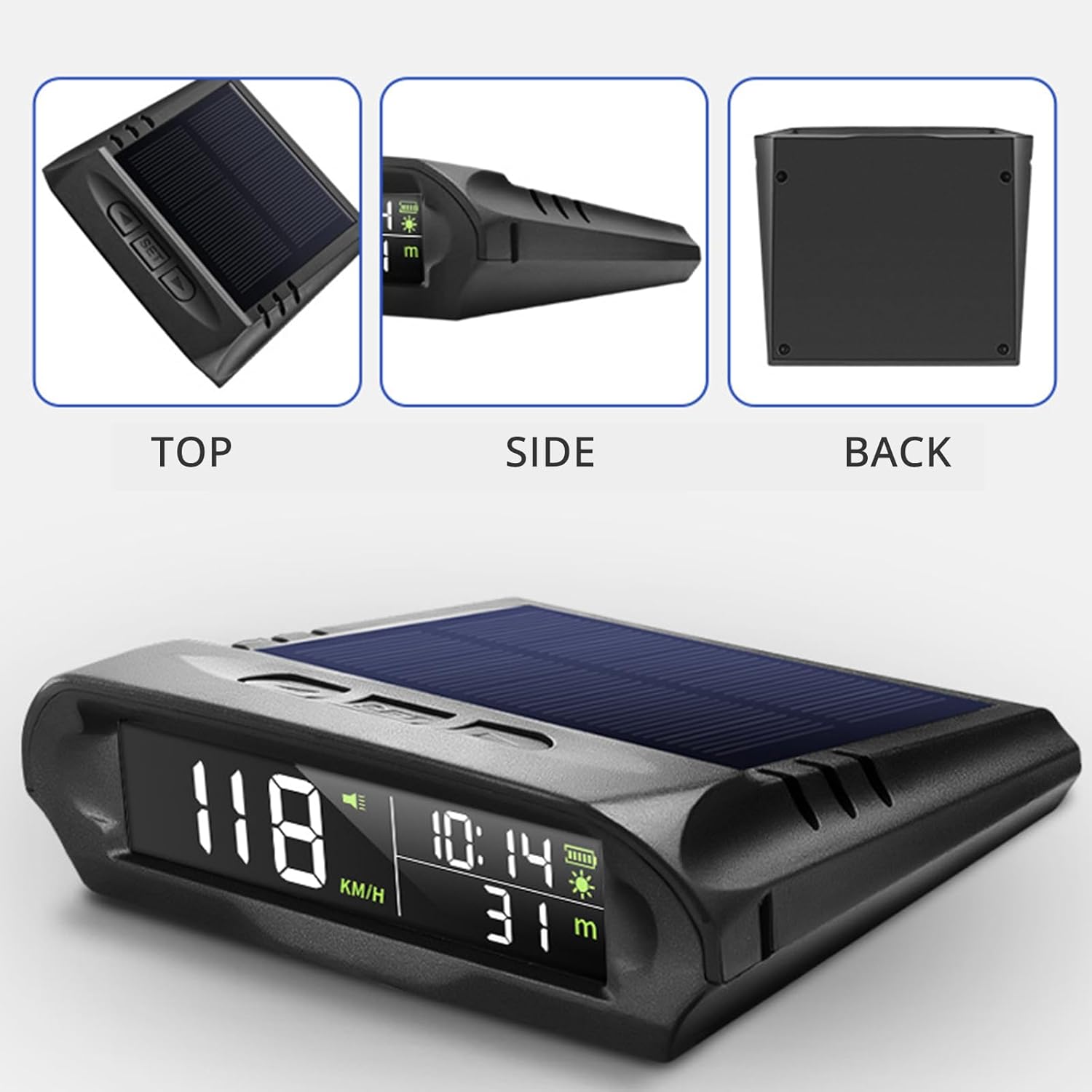 デジタル太陽エネルギー HUD ディスプレイ 1000mAh バッテリー車両用リアルタイム情報自動輝度自動輝度 HUD