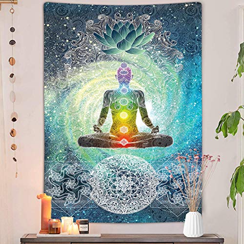 Chakra Vertical Tapestry, Seven Chakra Yoga Meditation Zen Decor Tapestry Wall Hanging For Bedroom, Hippie Lotus Spiritual Tapestries Poster Beach Blanket College Dorm Home (40W X 60H) #TOP1