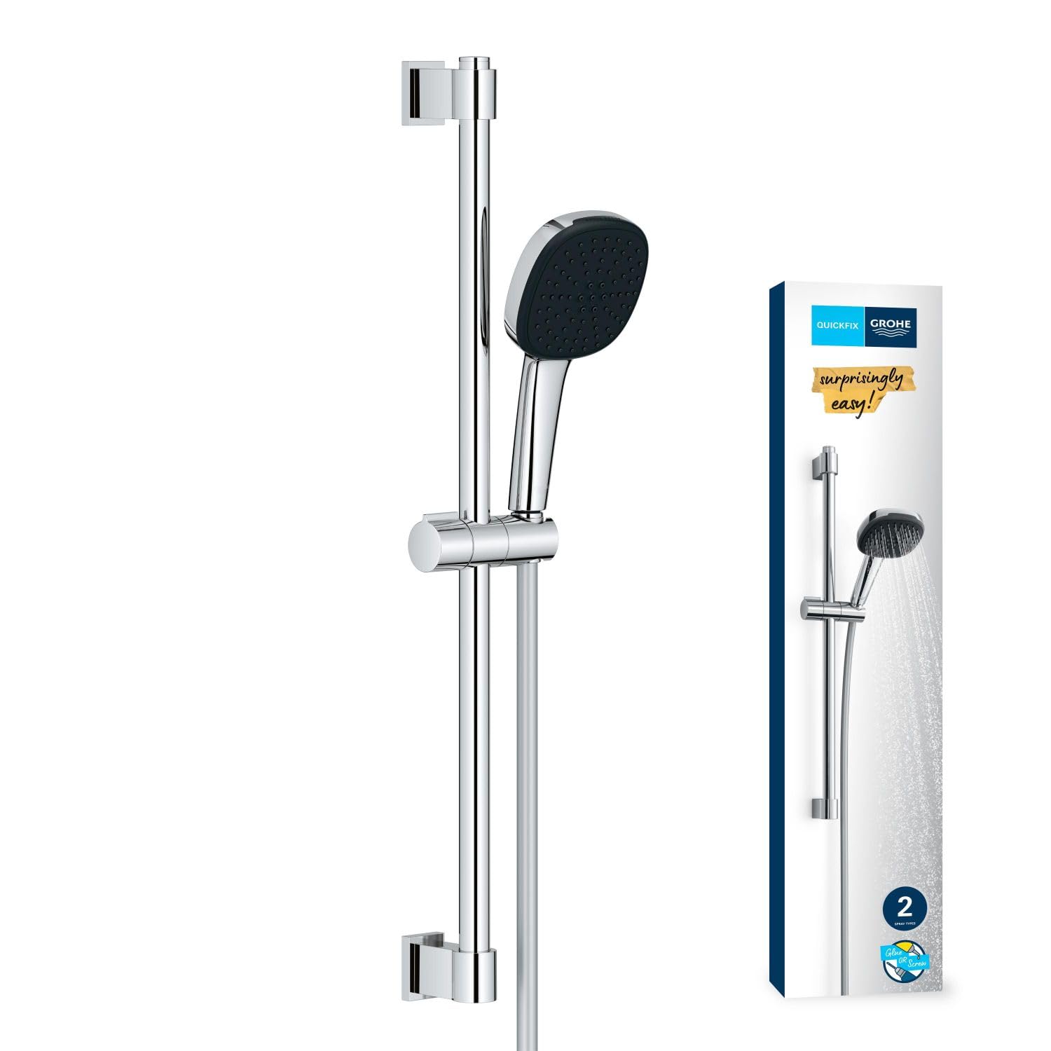 Grohe Vitalio Comfort Chrome Effect Screwed Wall-Mounted Shower Head Holder from B&Q