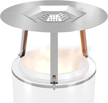 Upgraded Heat Deflector for Solo Stove Ranger 15, 304 Stainless Steel Heat Diffuser with Detachable Legs & Fix Hoop, Capture and Redirect Warmth, Camping Accessory
