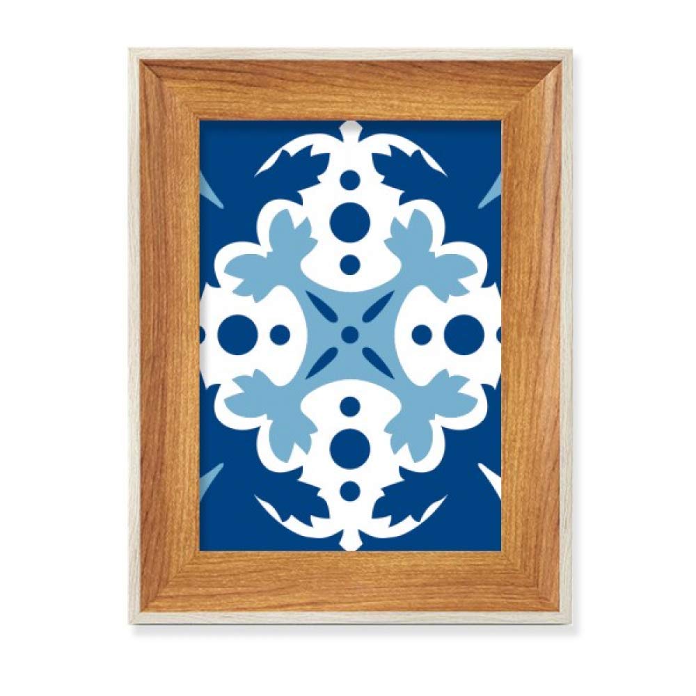Cadre photo bois bleu Talavera de table, peinture d'art floral raffiné
