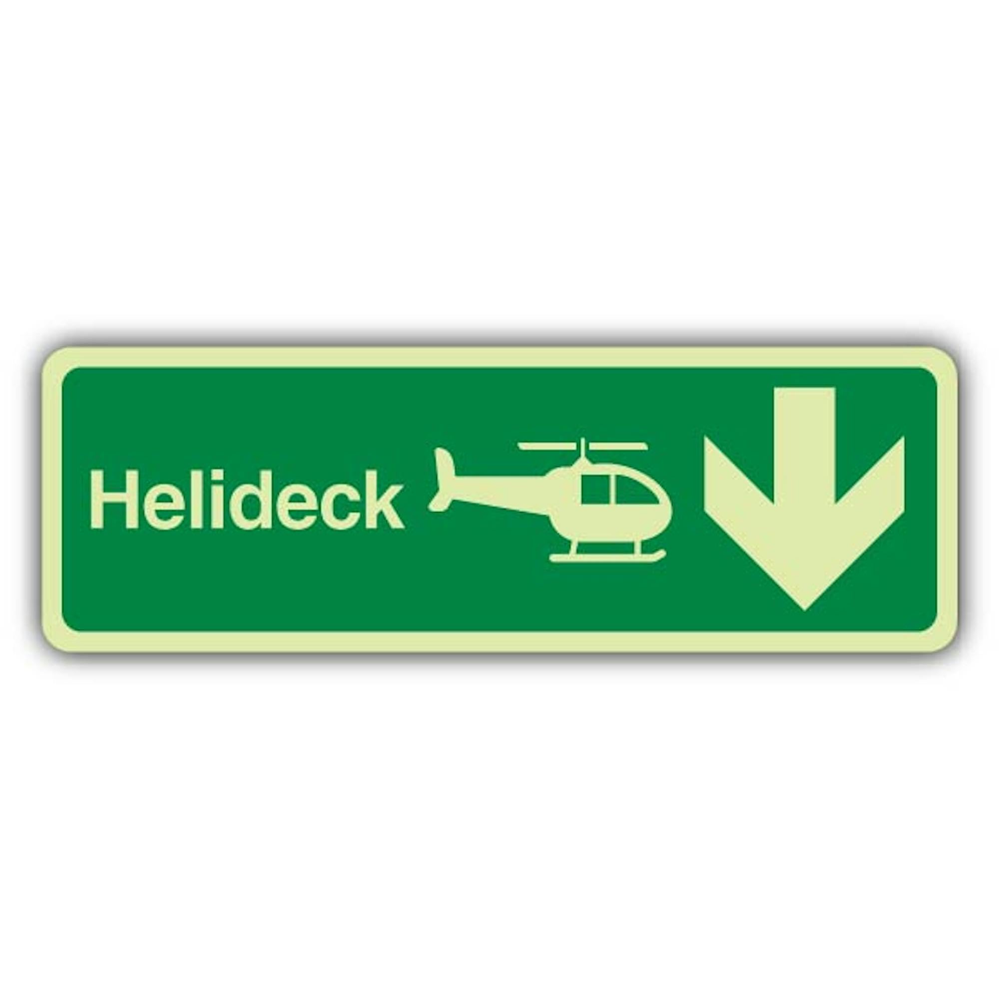 V Safety Helideck Plaque rigide avec flèche vers le bas 600 x 200 mm