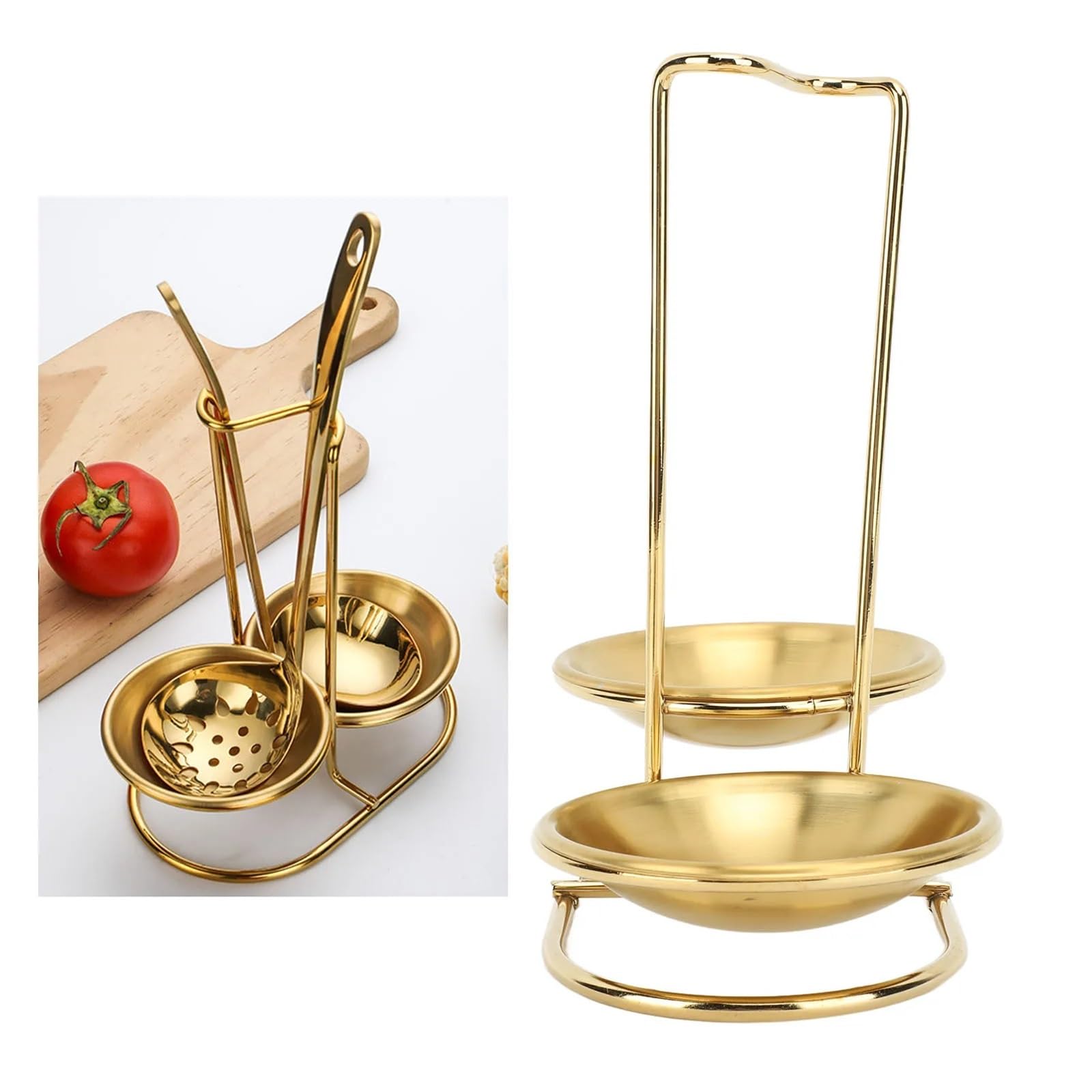 2 stücke Vertikale Suppe Schöpfen Halter Löffel Rest Edelstahl Einfach Zugang Kochen Utensilien Stehen for Küche Kochgeschirr Hot Pot für Kochlöffel, Schöpfkellen