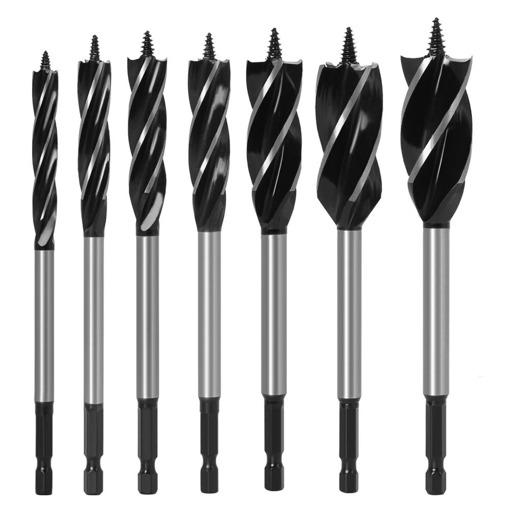 Set Punte Legno 1-9 Pezzi 8-35mm Attacco Cambio Rapido Punta Elica HSS 4 Taglienti per Falegnameria e DIY(9-piece)