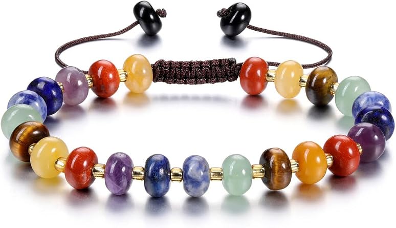 CrystalTears Crystal Bracelet for Women Colorful Boho Gemstone Beaded Bracelets Natural Healing Crystal Stone Bead Bracelet Summer Beach Jewellery Gifts for Women Mum Christmas Birthday