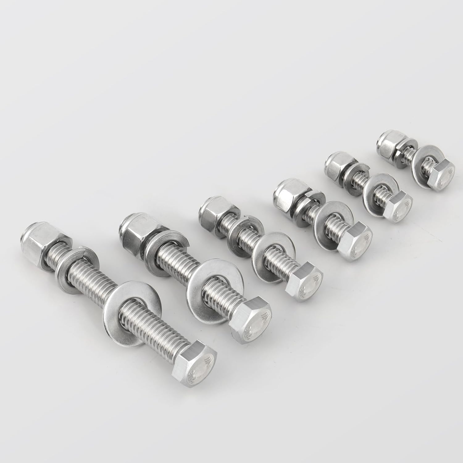 (18 Sets) 3/8-16 x 3 Hex Head Screw Bolt,Lock Nuts,Flat & Lock Washers Kits,304 Stainless Steel 18-8,Fully Threaded