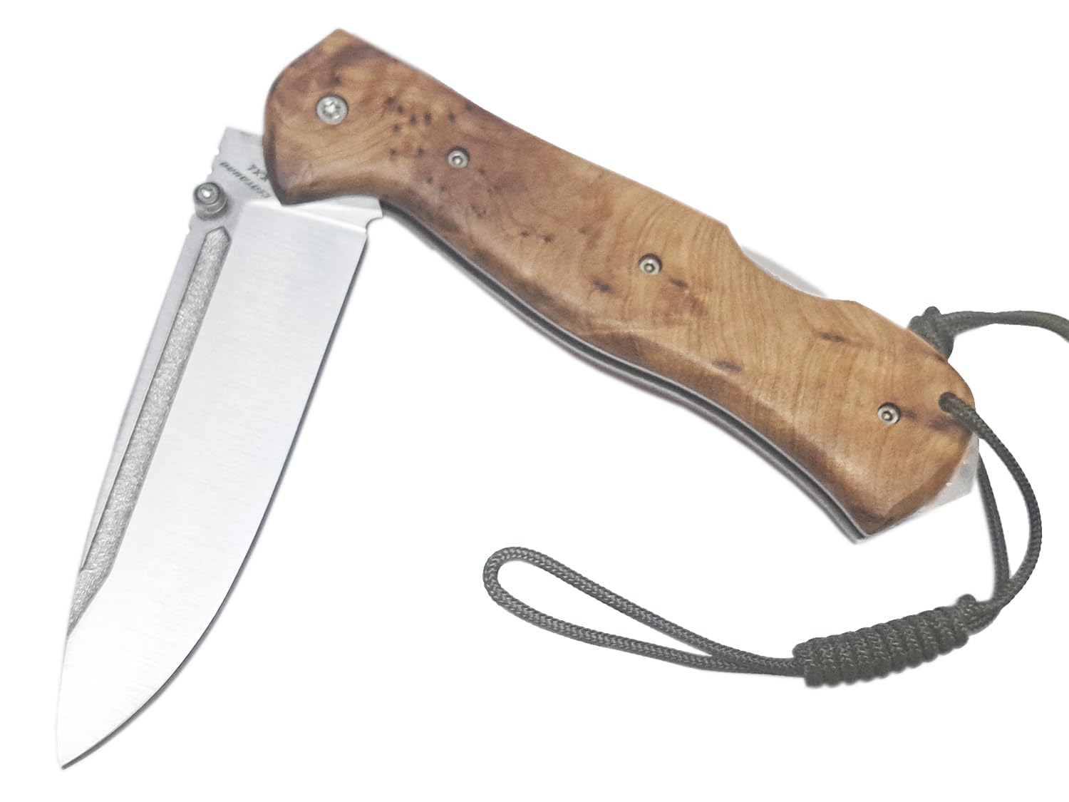 Miguel Nieto Navaja Centauro Tuya XXL 08-S, Plegable, con hoja en acero inoxidable Böhler N695 de 10 cm. y empuñadura en madera de Tuya, Hueco con cordón fiador incluido