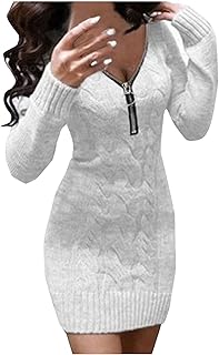 Knitted Dress for Women Warm Knitted Winter Dress Jumper Dress Long Sleeve Wool Dress Long Sweater Dress Knitted Dresses Long Jumper Plain Autumn Mini Dress Knitted Dress