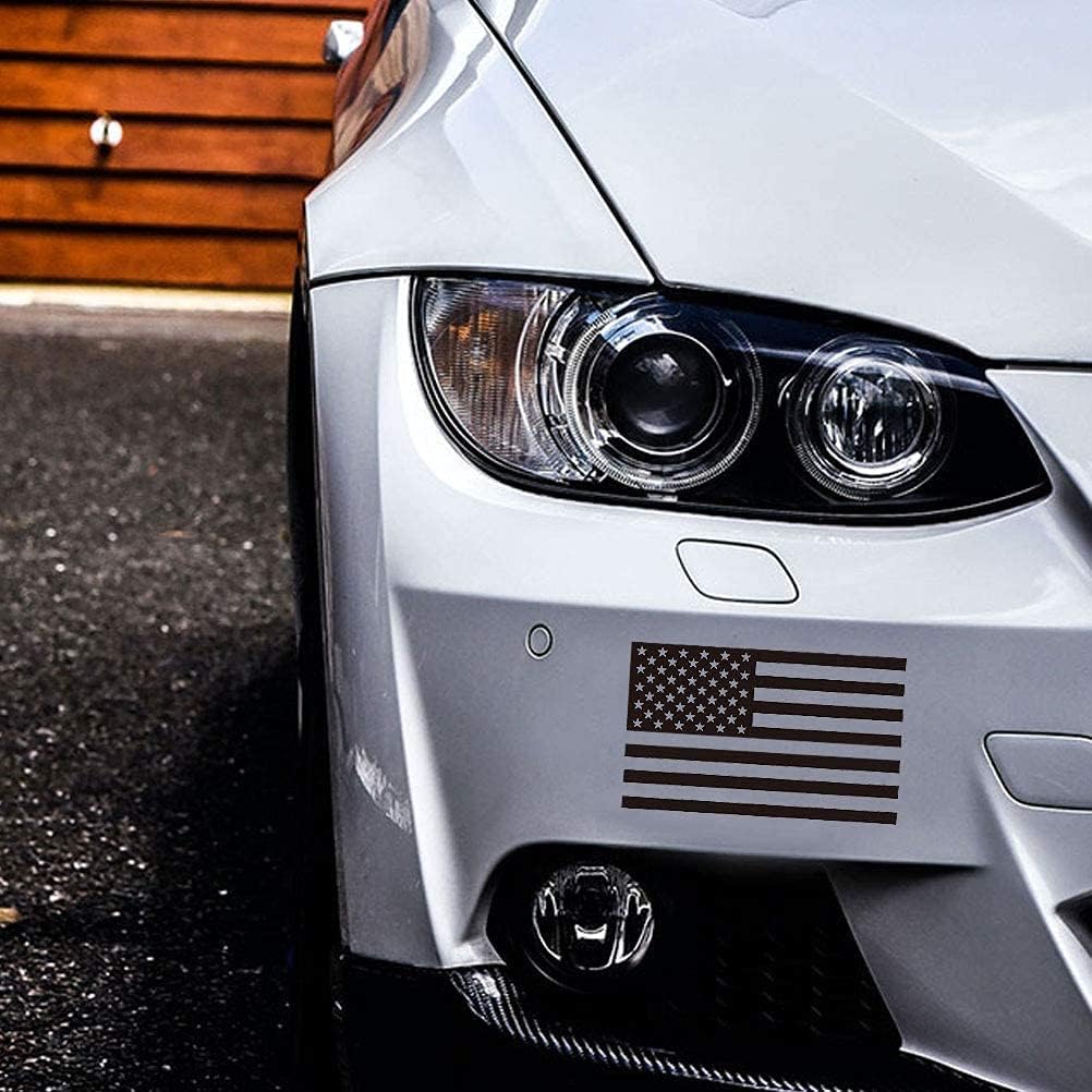 Die Cut Subdued Matte Black American Flag Sticker 3" X 5" Tactical Military Flag USA Decal Great for Car, Hard Hat. Car Vinyl Window Bumper Decal Sticker (1 Pair) -