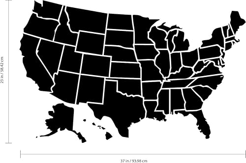 Miniatura 2 de Calcomanía de vinilo para pared, mapa de Estados Unidos, 23 x 37 pulgadas, mapa de América del Norte de los 50 estados, decoración de calcomanías