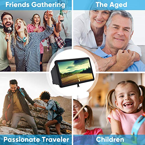 Lazmin 12 Screen Magnifier For Smartphone, Plastic Retractable 3D Portable Mobile Phone Enlarger Projector Amplifier, For Indoor/Outdoor/Travel(Black) #TOP3