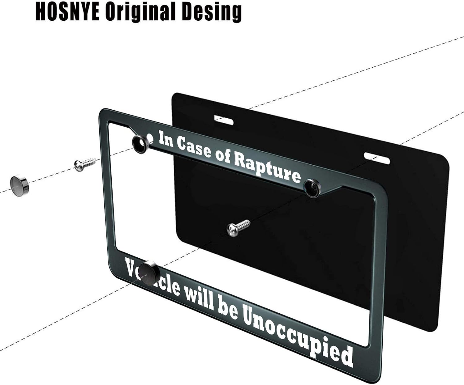 HOSNYE in Case of Rapture Vehicle Will be Unoccupied License Plate Frame Metal License Plate Cover Front Plates Frames Car Tag Frame for Women Men US Vehicles Standard image 3