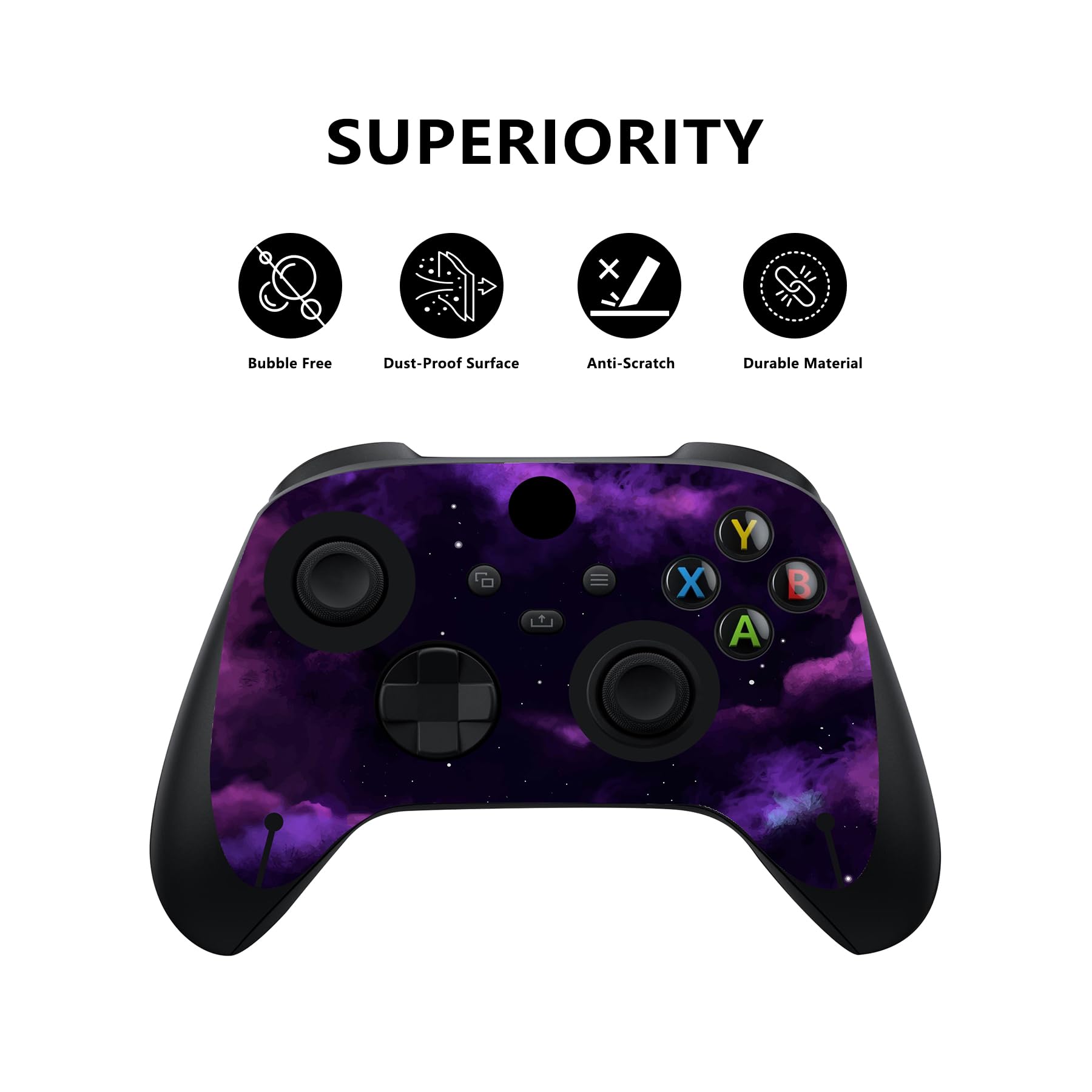 PlayVital Stickers Manette pour Xbox Series X,Autocollant Protection pour Xbox Series X Console Accessoires Skin Habillages-Violet Planète