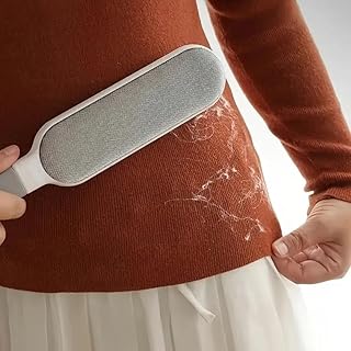 Double-Sided Static Lint Remover with Durable Polypropylene Brush for Clothes, Furniture, and Carpets, No Power Required